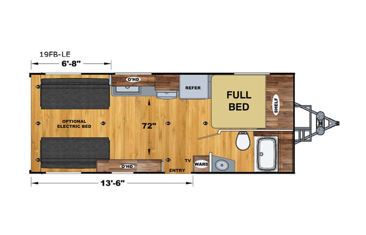 Representative floor plan provided by a trusted RVshare partner.