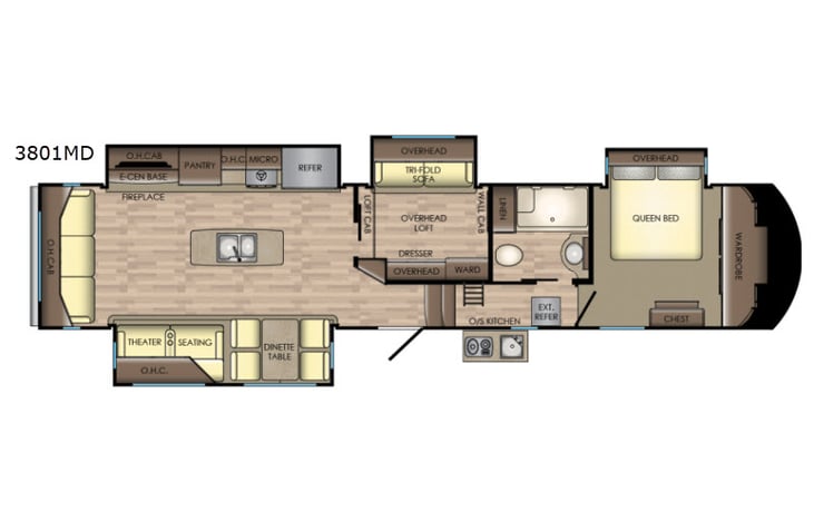Representative floor plan provided by a trusted RVshare partner.