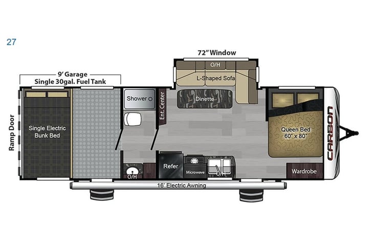 Representative floor plan provided by a trusted RVshare partner.