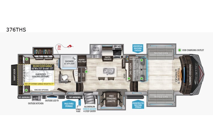 Representative floor plan provided by a trusted RVshare partner.