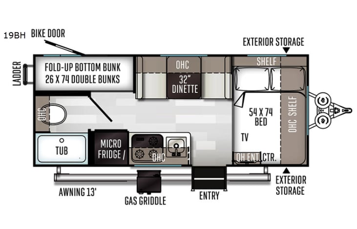 Representative floor plan provided by a trusted RVshare partner.