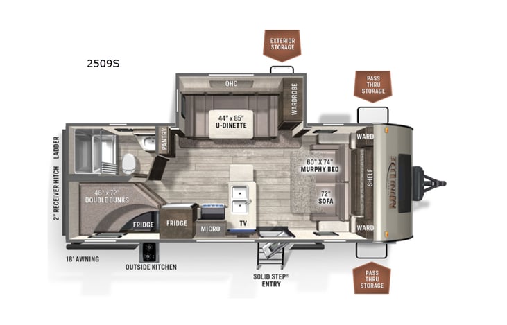 Representative floor plan provided by a trusted RVshare partner.