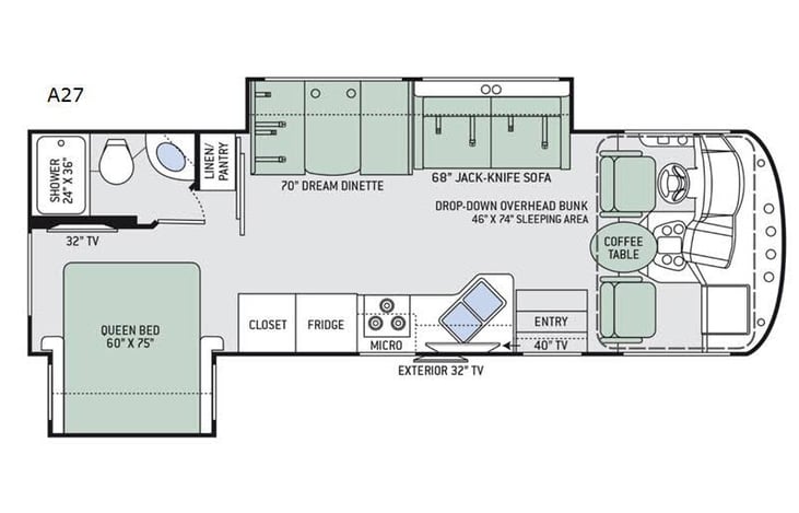 Representative floor plan provided by a trusted RVshare partner.
