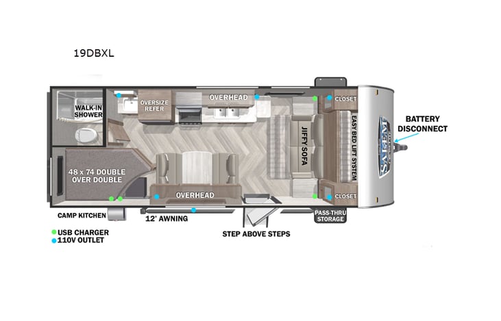 Representative floor plan provided by a trusted RVshare partner.