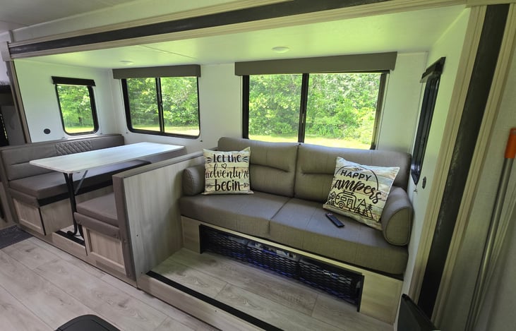 The couch and table make up the slide out.