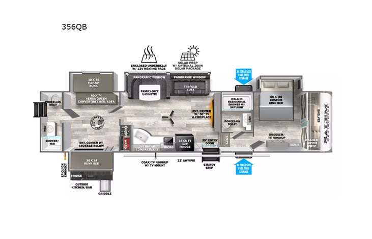 Representative floor plan provided by a trusted RVshare partner.