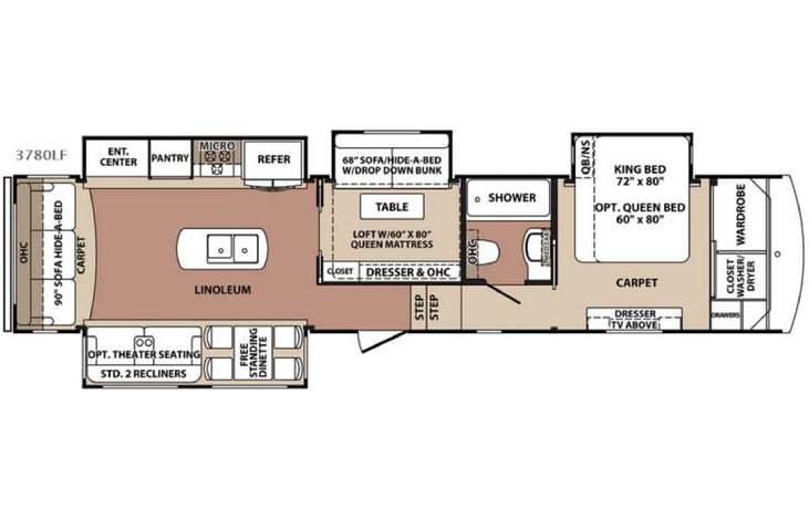 Representative floor plan provided by a trusted RVshare partner.
