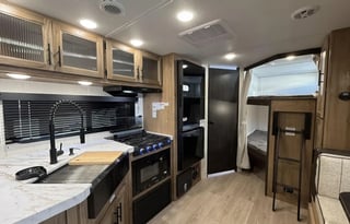 Two entry doors and separate sleeping quarters.