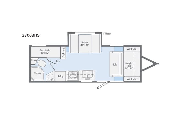 Representative floor plan provided by a trusted RVshare partner.