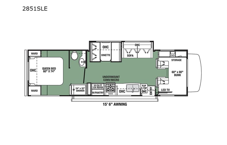 Representative floor plan provided by a trusted RVshare partner.