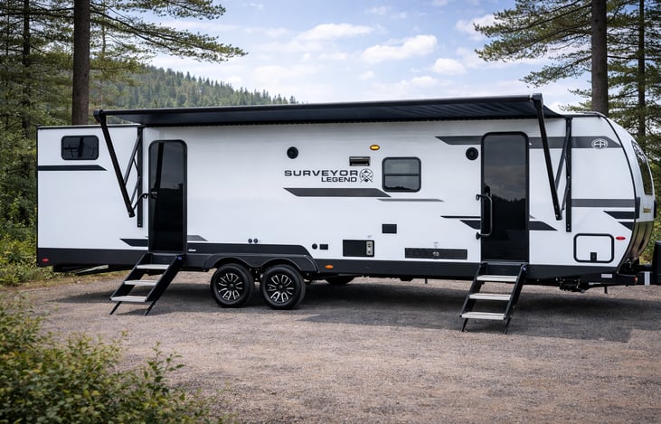 Power retractable awning for easy shade.