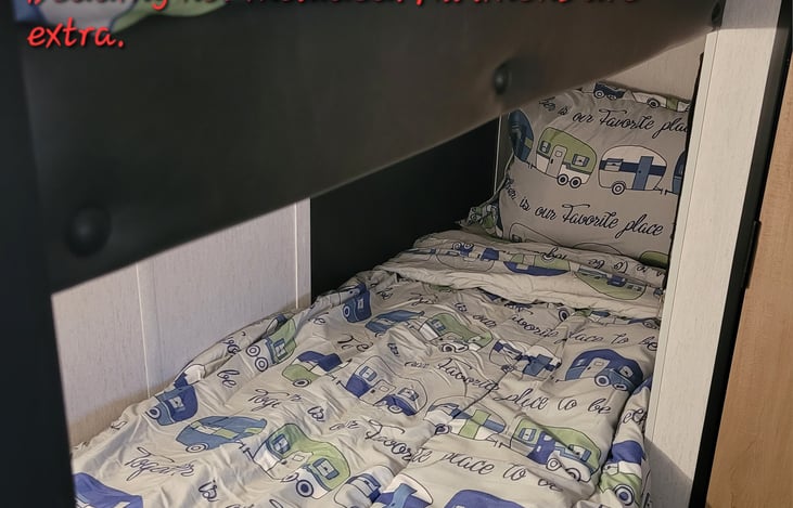 Bunk beds. 
All bedding is not included extra Charge.