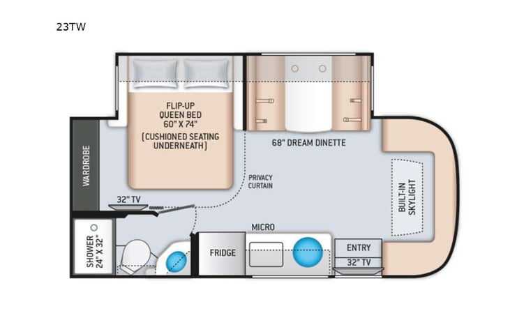 Representative floor plan provided by a trusted RVshare partner.
