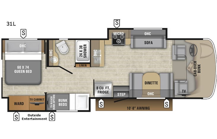 Representative floor plan provided by a trusted RVshare partner.