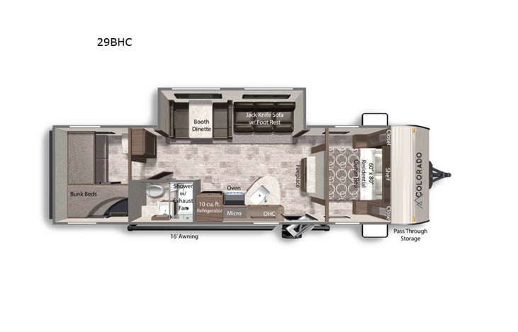 Representative floor plan provided by a trusted RVshare partner.