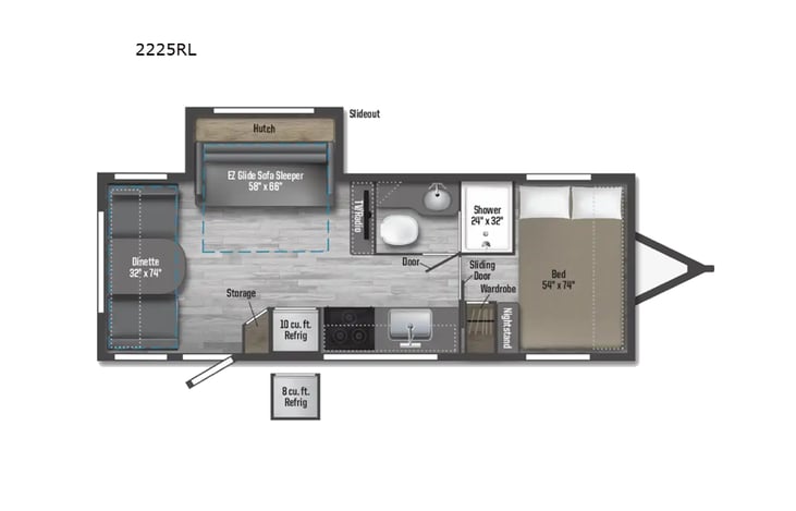 Representative floor plan provided by a trusted RVshare partner.