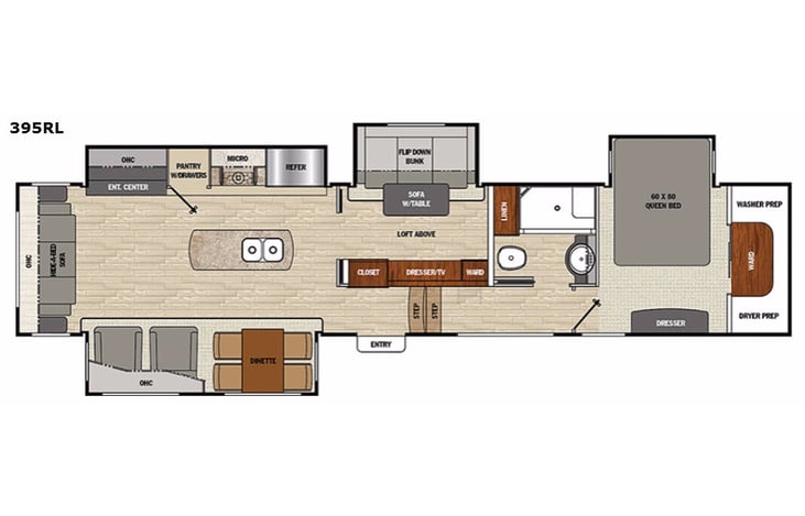 Representative floor plan provided by a trusted RVshare partner.