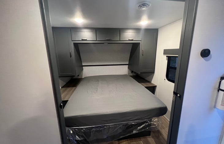 Master bedroom with USB ports. USB ports throughout entire camper