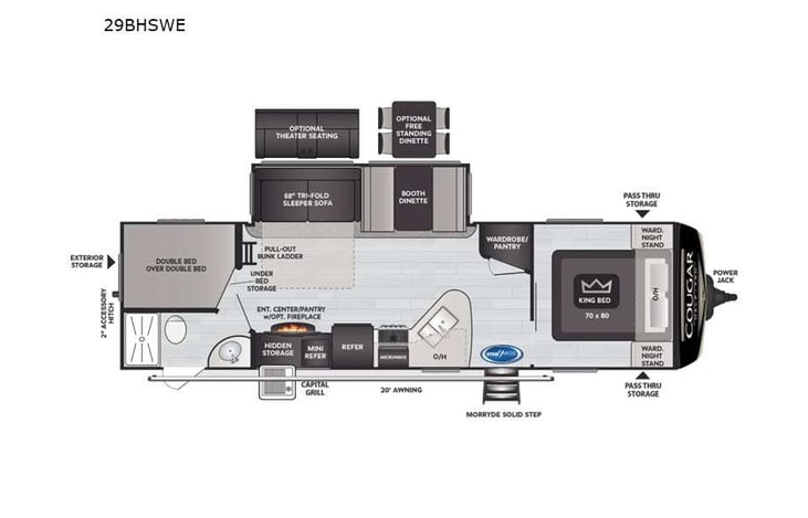 Representative floor plan provided by a trusted RVshare partner.