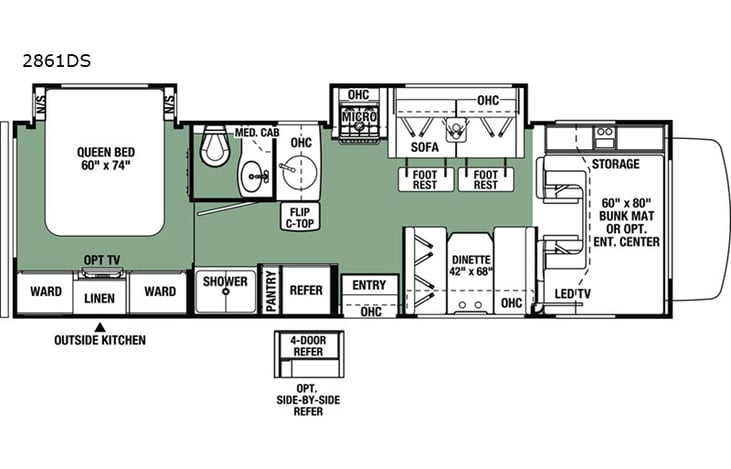 Representative floor plan provided by a trusted RVshare partner.
