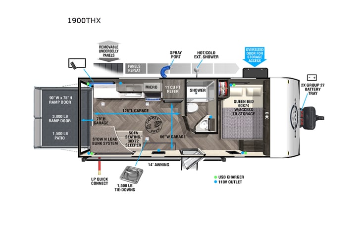 Representative floor plan provided by a trusted RVshare partner.
