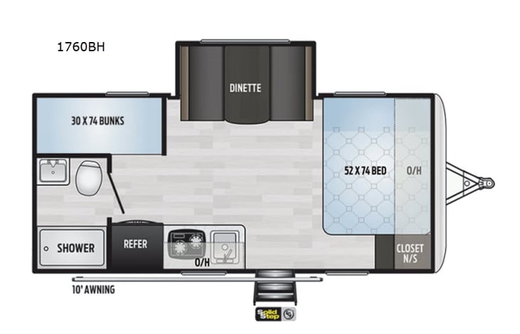 Representative floor plan provided by a trusted RVshare partner.