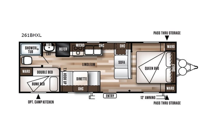 Representative floor plan provided by a trusted RVshare partner.