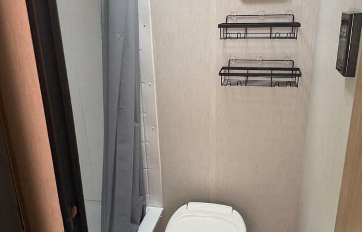 Private toilet and full size shower.