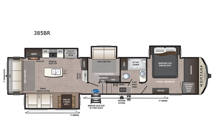 Representative floor plan provided by a trusted RVshare partner.