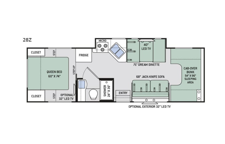 Representative floor plan provided by a trusted RVshare partner.