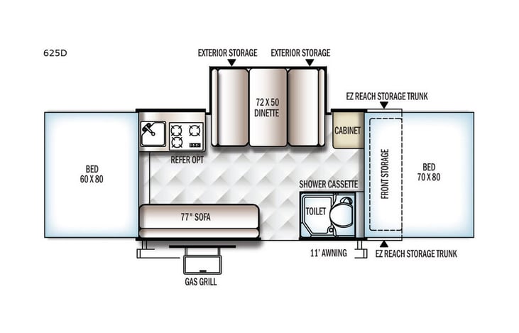 Representative floor plan provided by a trusted RVshare partner.