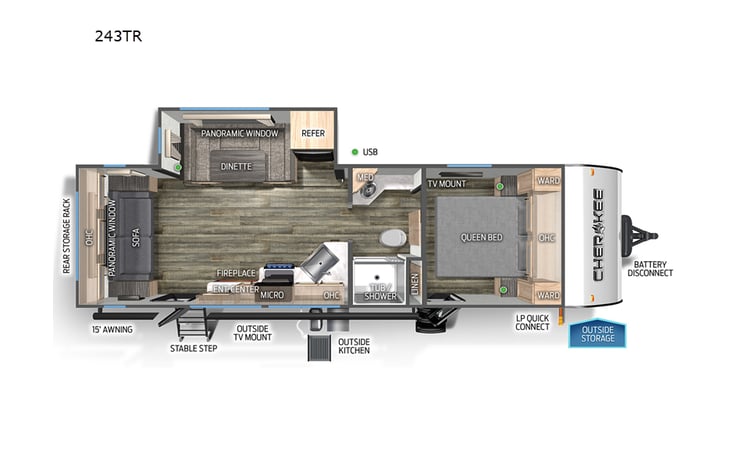 Representative floor plan provided by a trusted RVshare partner.