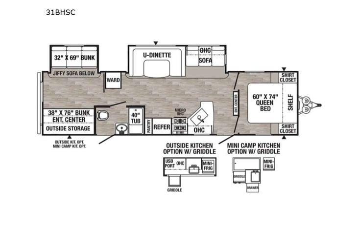 Representative floor plan provided by a trusted RVshare partner.