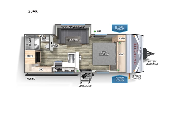 Representative floor plan provided by a trusted RVshare partner.