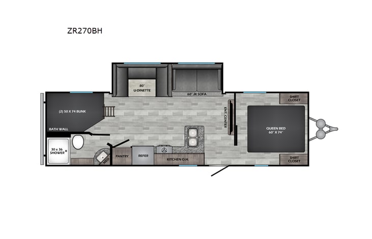 Representative floor plan provided by a trusted RVshare partner.
