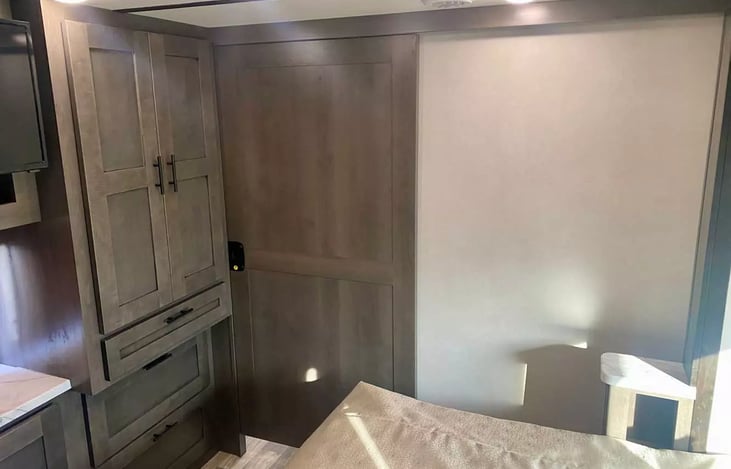 Bedroom with closed door