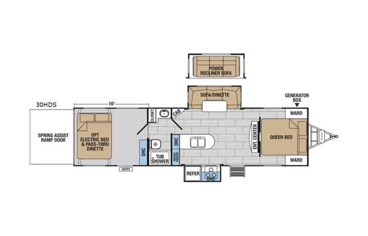 Representative floor plan provided by a trusted RVshare partner.