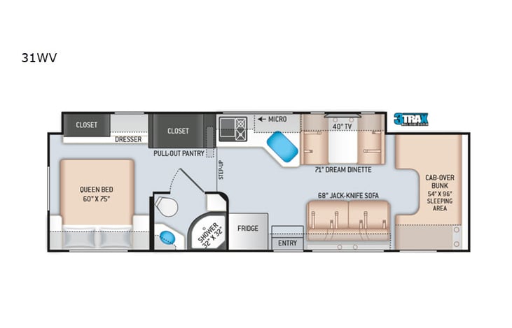 Representative floor plan provided by a trusted RVshare partner.
