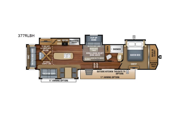 Representative floor plan provided by a trusted RVshare partner.