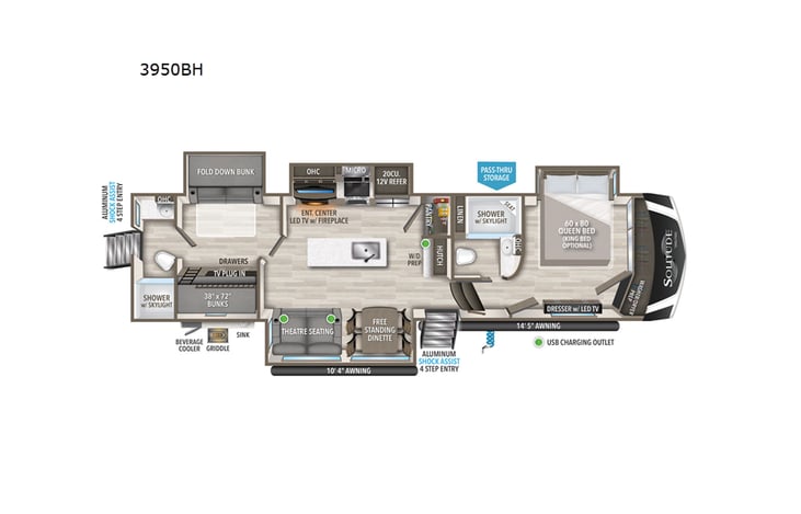 Representative floor plan provided by a trusted RVshare partner.