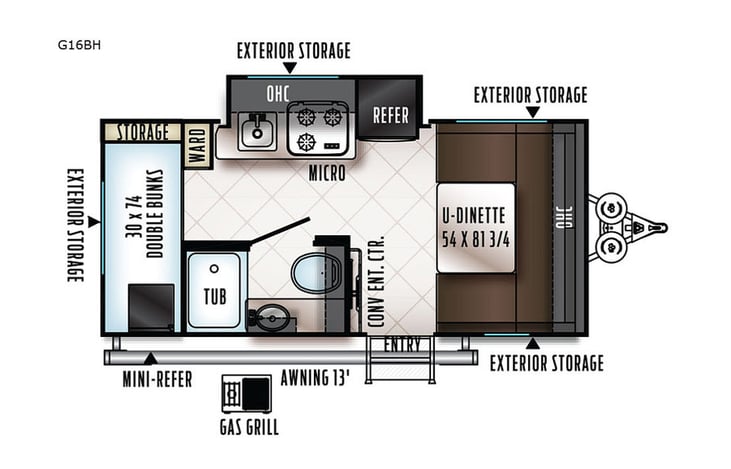 Representative floor plan provided by a trusted RVshare partner.
