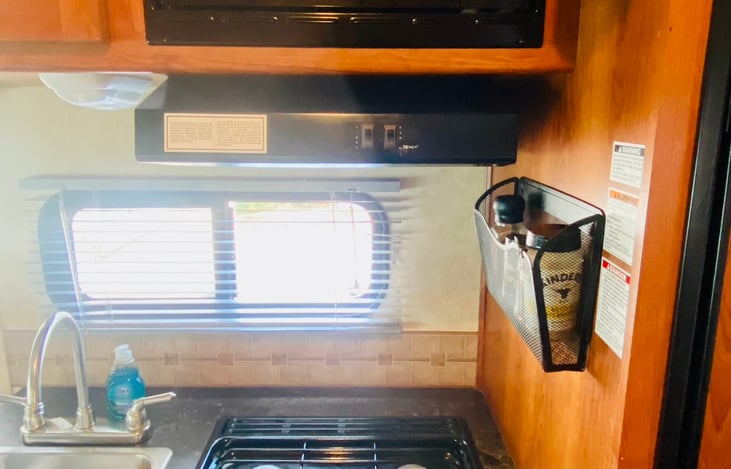 cooking area with seasonings.