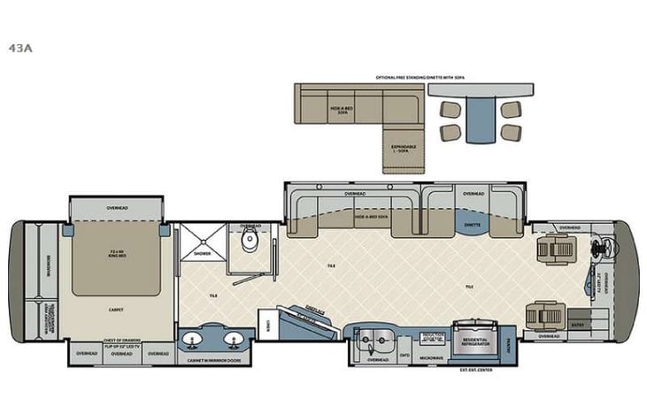 Representative floor plan provided by a trusted RVshare partner.