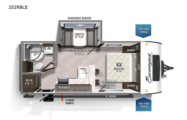 Representative floor plan provided by a trusted RVshare partner.