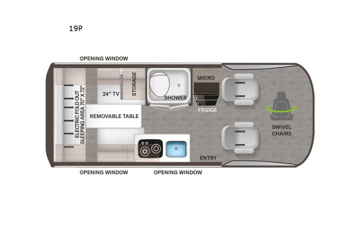 Representative floor plan provided by a trusted RVshare partner.