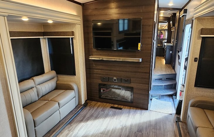 View from the kitchen looking towards the front of the RV