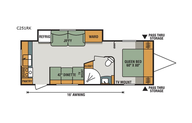 Representative floor plan provided by a trusted RVshare partner.