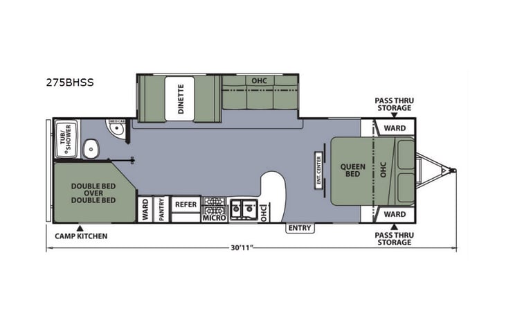 Representative floor plan provided by a trusted RVshare partner.