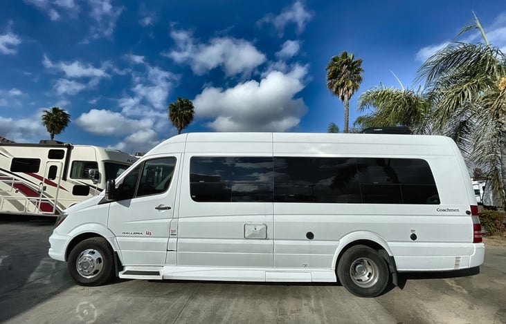 Spacious 24 foot chassis with running boards for easy in and out. Mercedes Benz made this van easy to drive you forget you are in an RV. Driver assist systems. Navigation