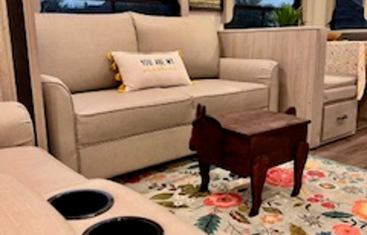 Fold out bed - it does take up most of the living room floor space (so heads up on that)